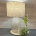 Bulbous Textured Cream Table Lamp with Linen Shade 57cm