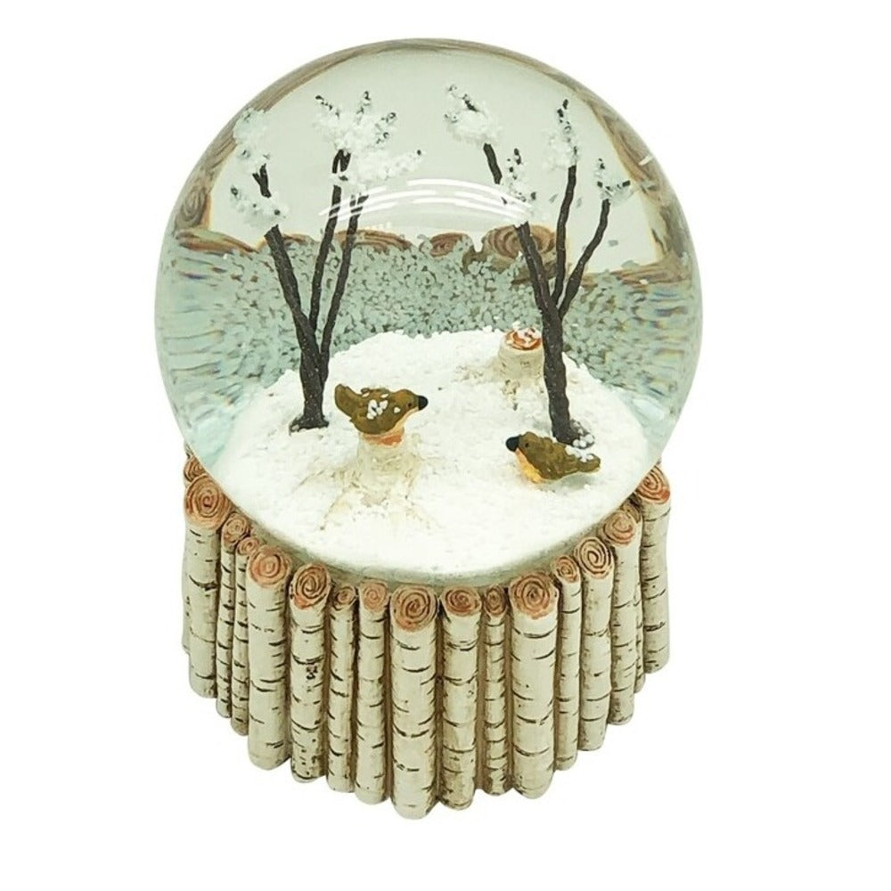 Birds In Trees Snow Globe With Birch Base 13cm | Annie Mo's