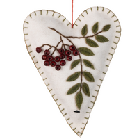 Hanging Felt Heart with Bead Berries 12cm | Annie Mo's