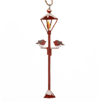 Hanging Red Lamp Post with Robins 12cm | Annie Mo's