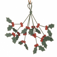 Hanging Tin Bunch of Holly 8cm | Annie Mo's