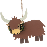 Hanging Tin Highland Cow 8cm | Annie Mo's