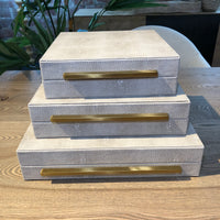 Set of Three Faux Ivory Shagreen Boxes 35cm