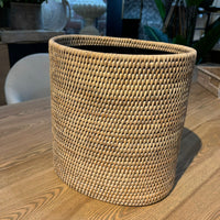 Artisan Weave Rattan Oval Bin with Metal Liner 28cm | Annie Mo's