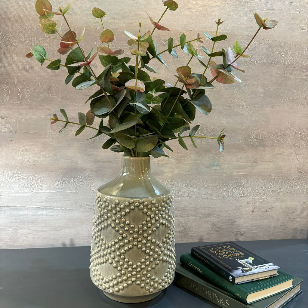 Small Soft Grey Dots Ceramic Vase 28cm | Annie Mo's