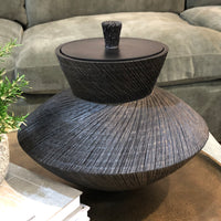 Black Textured Lidded Pot 27cm | Annie Mo's