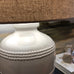 White Beaded Table Lamp with Linen Shade 62cm