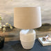 White Beaded Table Lamp with Linen Shade 62cm