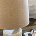 White Beaded Table Lamp with Linen Shade 62cm