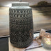 Dark Grey Ceramic Lamp with Linen Shade 51cm