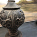 Ornate Carved Black Table Lamp with Black Shade 69cm