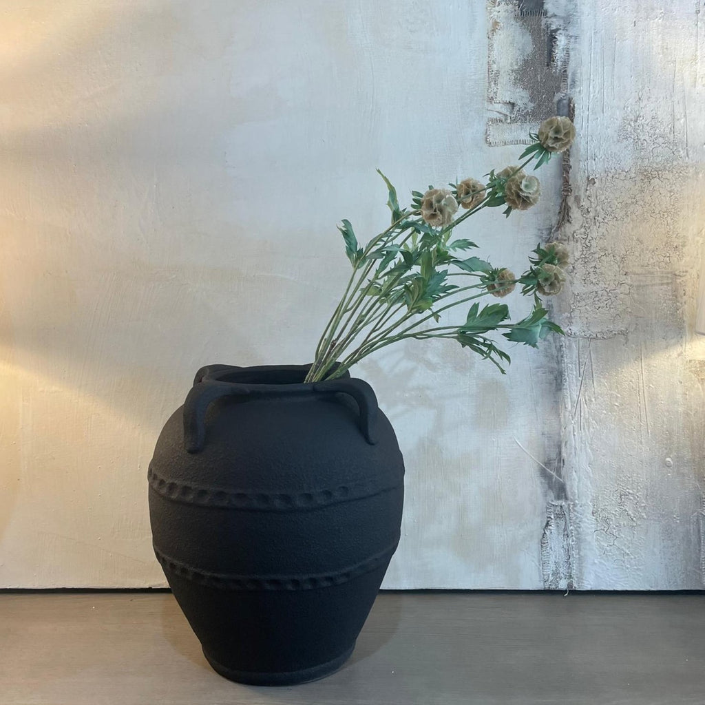 Textured Black Terracotta Vase 38cm | Annie Mo's B