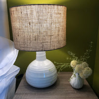 Ivory Bulbous Table Lamp with Linen Shade 49cm