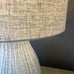 Bulbous Textured Cream Table Lamp with Linen Shade 57cm