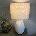 Bulbous Textured Cream Table Lamp with Linen Shade 57cm