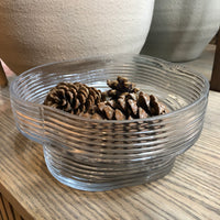 Organic Shaped Ridged Glass Bowl 24cm | Annie Mo's