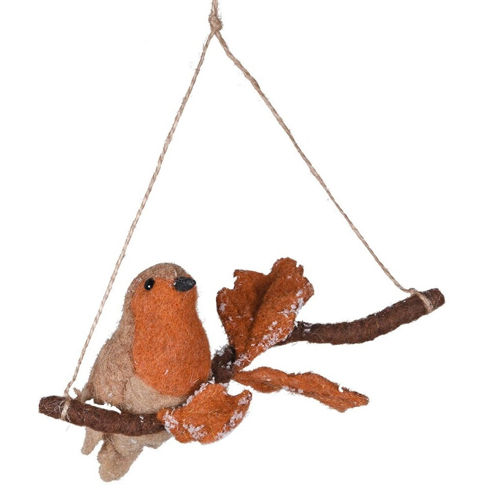 Felt Robin Singing On His Branch 19cm | Annie Mo's