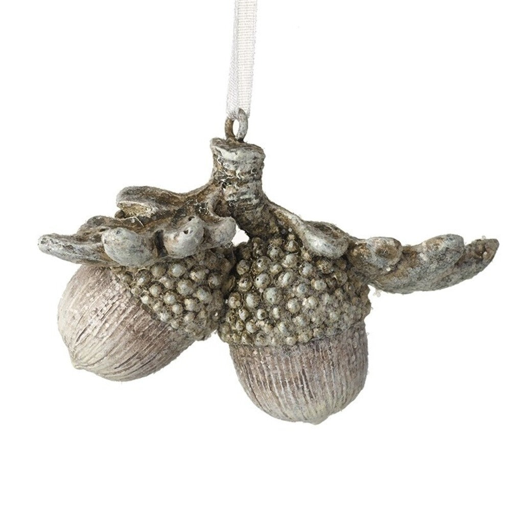 Hanging Silver Leaf and Acorns 7cm | Annie Mo's