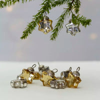 Bag of Ten Mini Mixed Shape Baubles - Golden and Silver | Annie Mo's