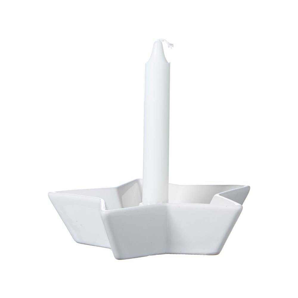 Matt White Dolomite Star Dinner Candle Holder 20cm | Annie Mo's