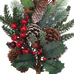 Mixed Green Fir Leaf Branch with Berries and Cones