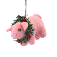 Mixed Wool Pig with Wreath Decoration | Annie Mo's