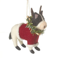 Hanging Festive Wool Cow 13cm | Annie Mo's