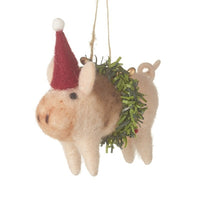 Hanging Festive Wool Pig 11cm | Annie Mo's