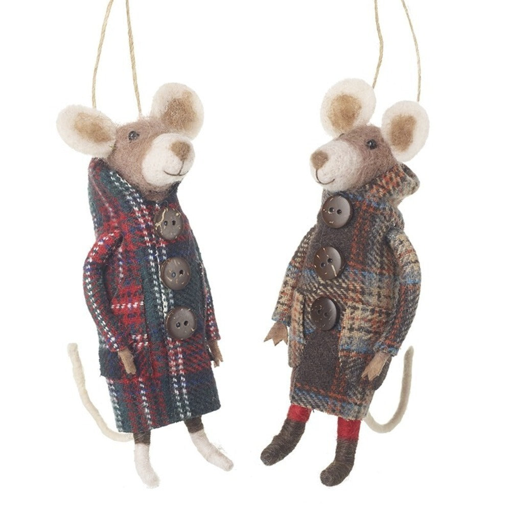 Felt Mice In Coats Assorted Mix of Two 15cm | Annie Mo's