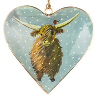 On a Hill there Stands a Coo - Enamel Hanging Heart 10cm | Annie Mo's