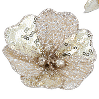 Pale Gold Fabric and Sequin Magnolia Clip | Annie Mo's