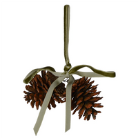 Pinecone Decoration with Sage Bow 15cm | Annie Mo's