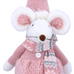 Pink and White Plush Standing Dressed Mouse