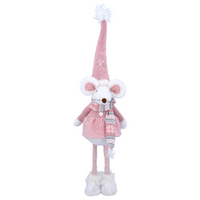 Pink and White Plush Standing Dressed Mouse | Annie Mo's