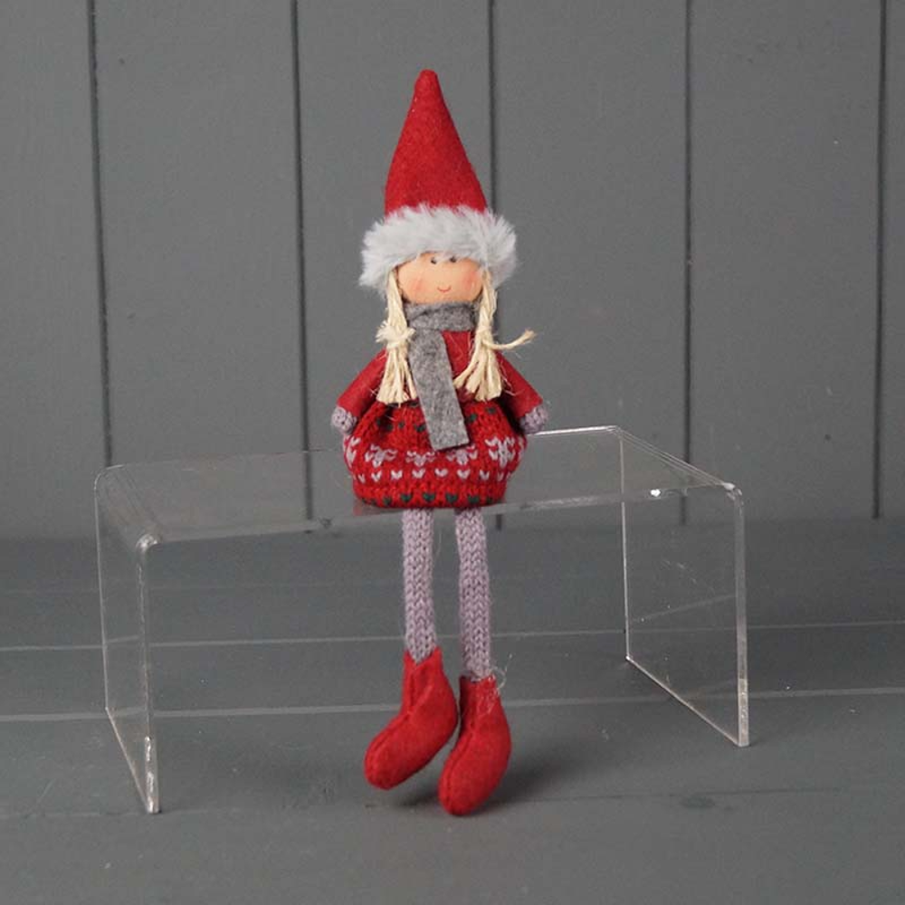 Red Edge Sitting Fabric Doll 15cm | Annie Mo's