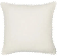 Ivory Linen Pom Pom Cushion 45 x45cm | Annie Mo's