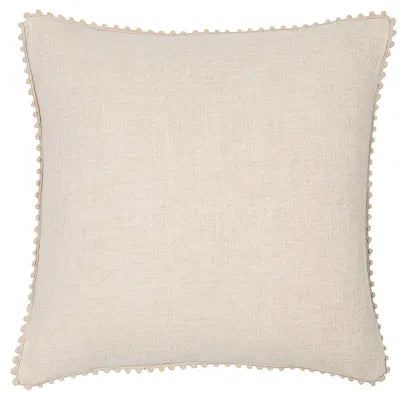 Natural Linen Pom Pom Cushion 45 x45cm | Annie Mo's