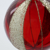 Set of Four Deep Red Glass and Glitter Bauble 10cm