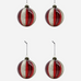 Set of Four Deep Red Glass and Glitter Bauble 10cm