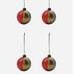 Set of Four Red Green and Golden Baubles 8cm