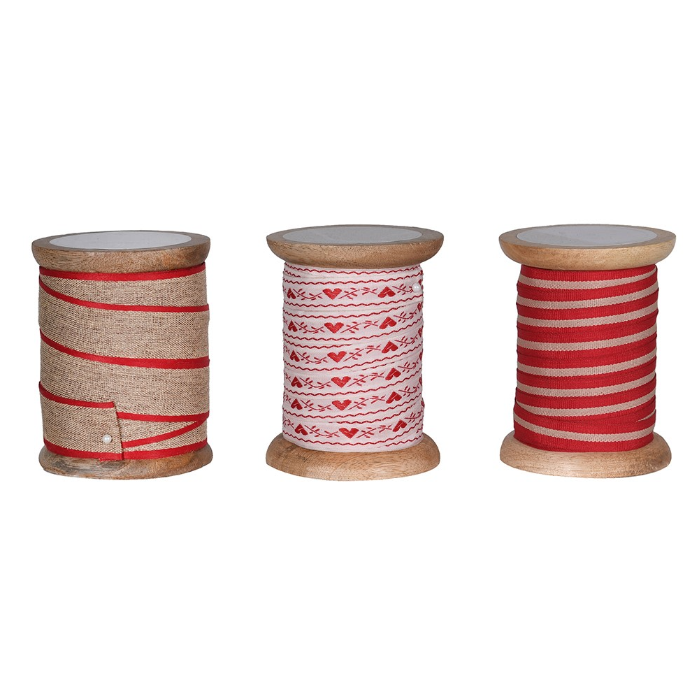 Set of Three Assorted Red Ribbon Spools 1000cm | Annie Mo's