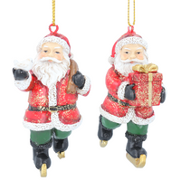 Set of Two Assorted Resin Skating Santas | Annie Mo's