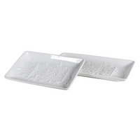 Set of Two White Christmas Scene Dolomite Plates 35cm | Annie Mo's