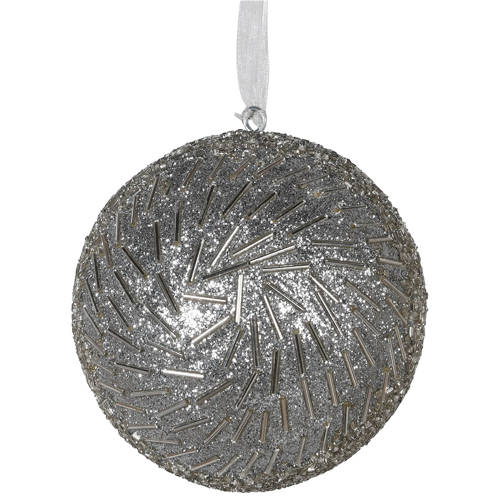 Silver Glass Bead Bauble 10cm | Annie Mo's