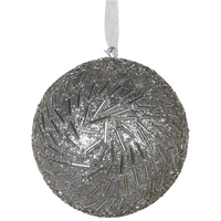 Silver Glass Bead Bauble 10cm | Annie Mo's