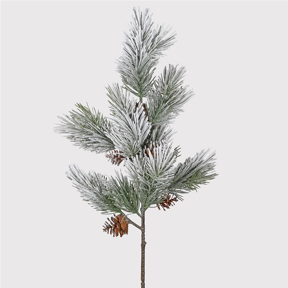 Snowy Pine with Pinecones Stem 80cm