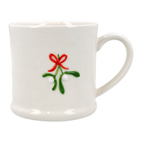 Stoneware Mini Mug with Bow and Mistletoe | Annie Mo's