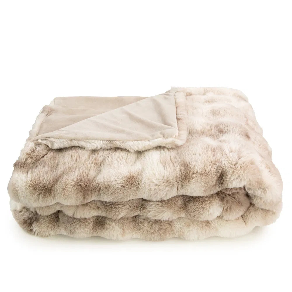 Luxury Natural Textured Faux Fur Throw 150 X 200cm | Annie Mo's