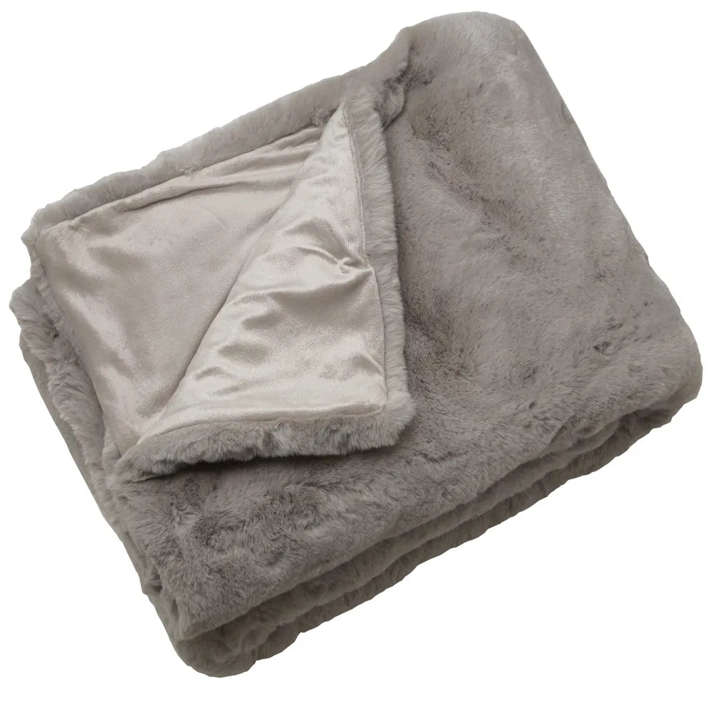 Rapture Grey Faux Fur Throw 150 x 180cm | Annie Mo's