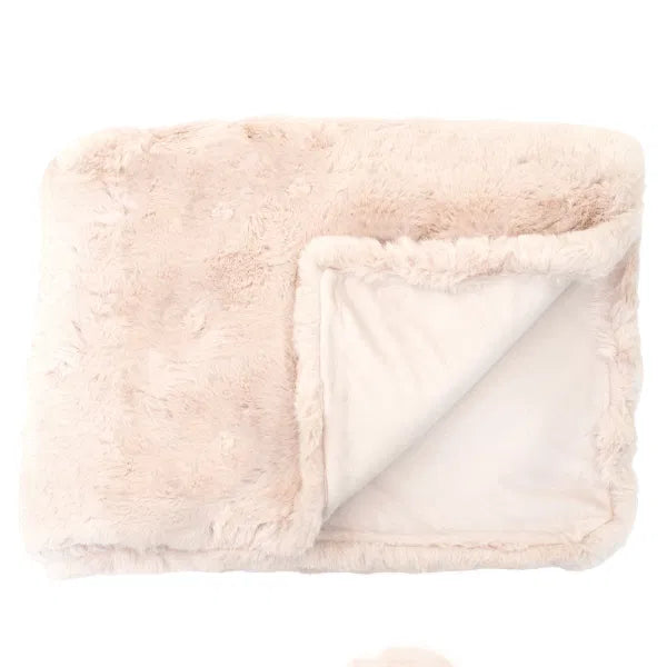 Rapture Light Beige Faux Fur Throw 150 x 180cm | Annie Mo's